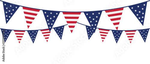 Foto Patriotic bunting banner vector American flag triangle pennant garland fourth of