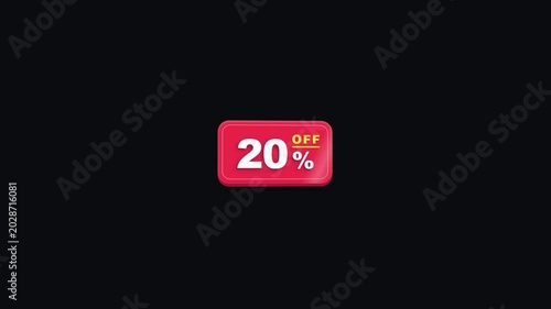 Animated 20 percent off discount badge on black background