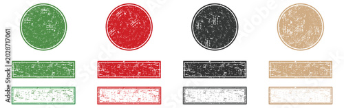 Quadro su tela Rubber stamp set, Rount and rectangle green ecologic natural style on grunge retro stamp