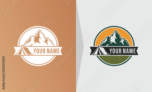 Fotografie Two mountain logo templates with customizable text