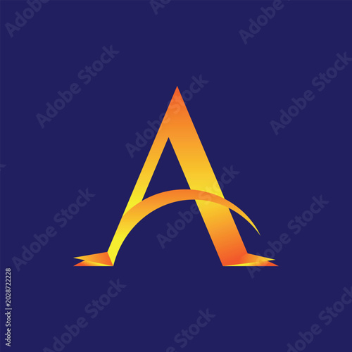 Modern Blue Gradient Letter A Logo on Black Background