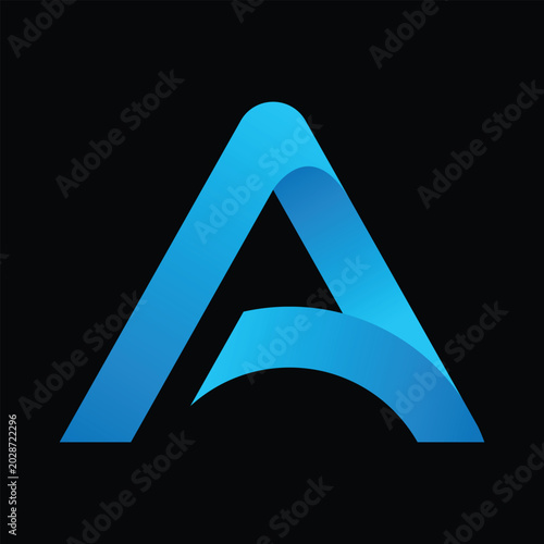 Modern Blue Gradient Letter A Logo on Black Background