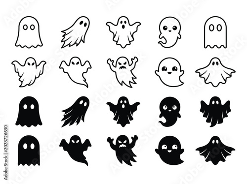 Foto Ghost spooky icon set