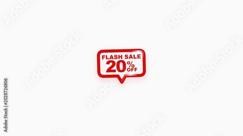 Flash sale 20 percent off promotional speech bubble animation