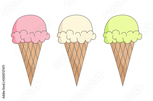 Colorful ice cream set. Perfect for seasonal designs, menus, packaging, stickers, posters, social media, and food-related branding.