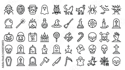 Quadro su tela Halloween icon set