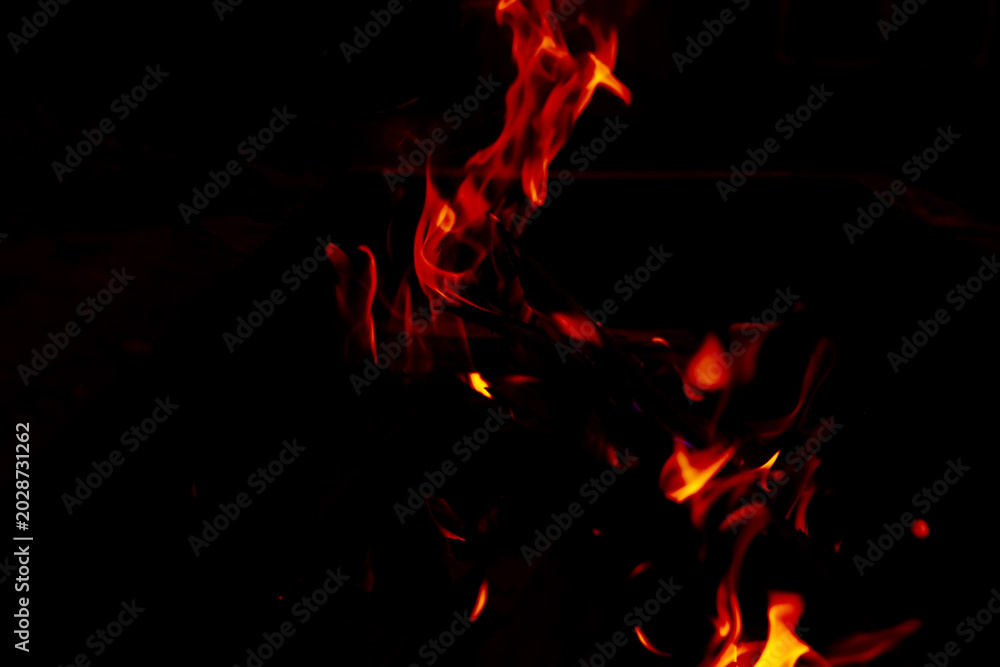 Fototapeta premium Background of the flame in the oven. Overlay layer. Tongues of fire in a fireplace.