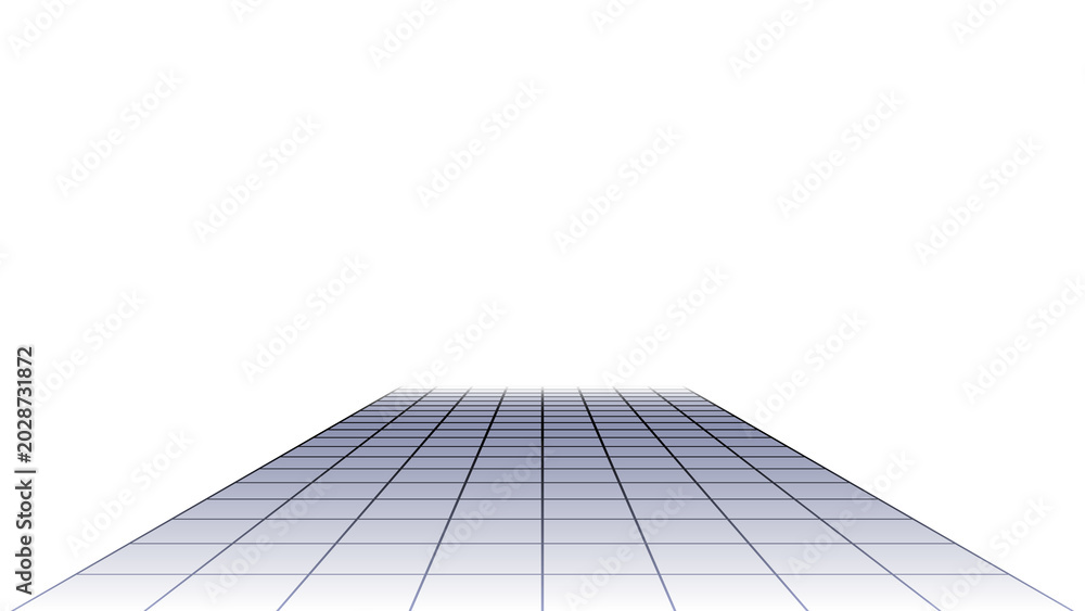 Obraz premium Clean empty white 3D grid plane extending toward distant horizon with subtle perspective depth effect