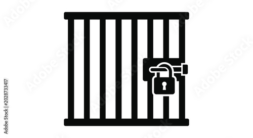 Canvastavla jail cell bars with padlock black silhouette icon