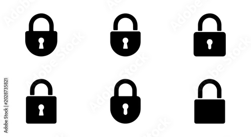 Konstfotografi Security Lock Icons, Vector Set: Padlock Symbols for Protection, Access Control,
