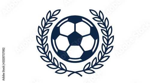 Obraz na płótnie Soccer ball icon with laurel wreath heraldry emblem