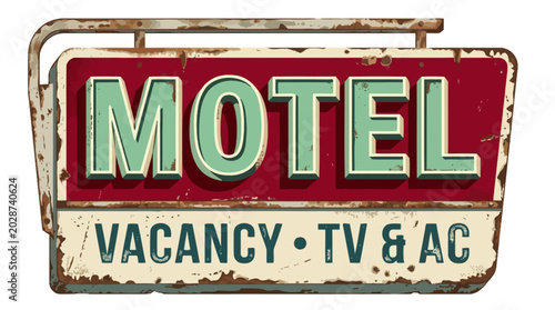 Принти на полотні Retro motel sign with the word MOTEL prominently displayed, along with VACANCY a