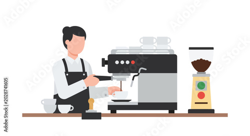 Obraz na płótnie Barista making coffee with machine.