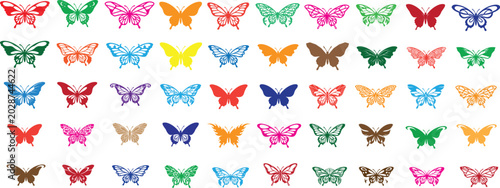Butterfly silhouette set. butterfly vector illustration, Butterfly Clipart Set, butterflies icons isolated on white background, Butterfly Art Bundle, Black and White Decorative Vectors. 

