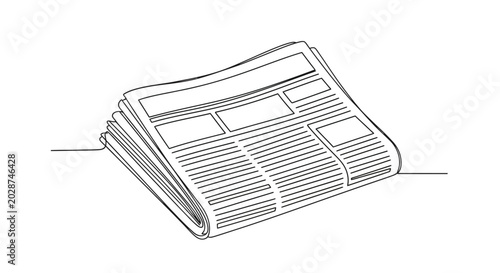 фотографія Continuous line drawing of a folded newspaper daily print media concept