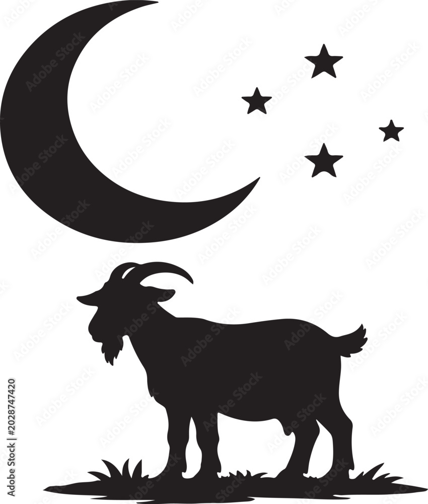 Φωτογραφία Eid al-Adha celebration illustration featuring a ram and a mosque under a starry