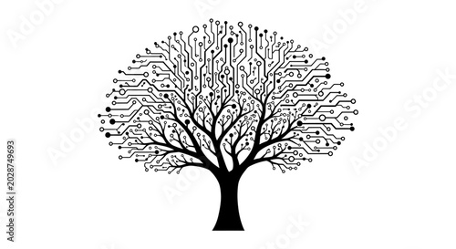 Abstract circuit board tree illustration, technology concept