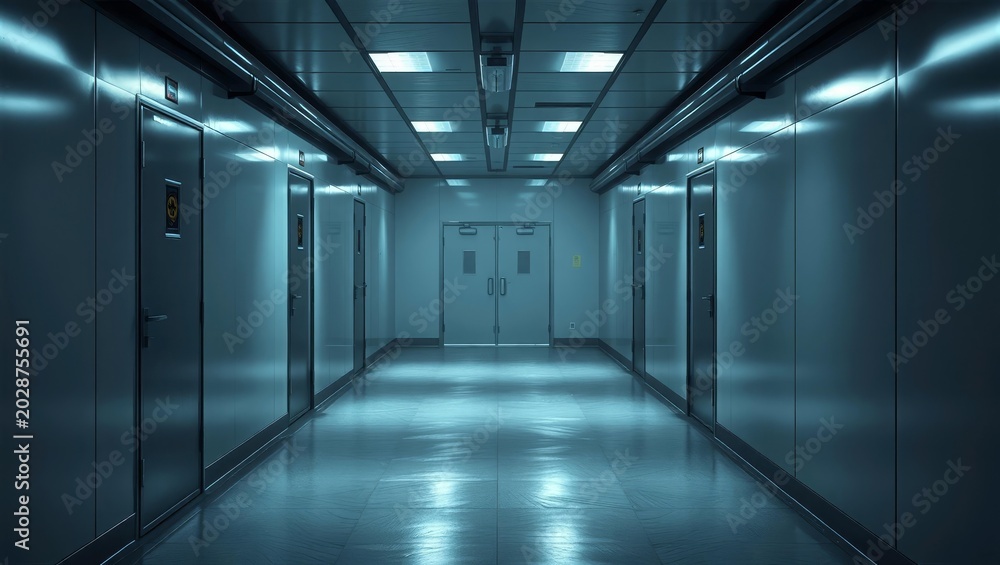 Fototapeta premium Industrial Isolation Hallway Scene