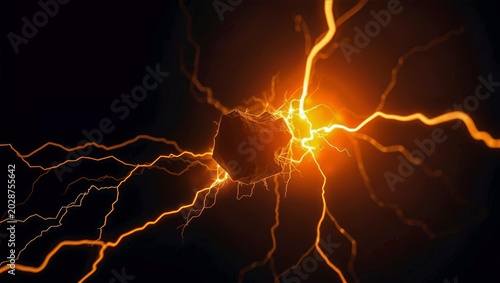 Energy transformer instability concept abstract fractured electric node design