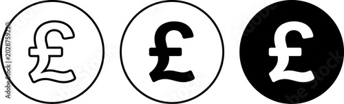 Photos Set of three british pound sterling currency symbols in circles