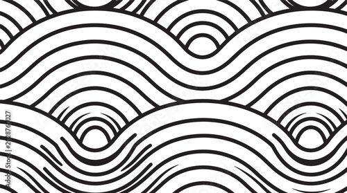 Abstract seamless pattern with wavy lines, japanese style wave background