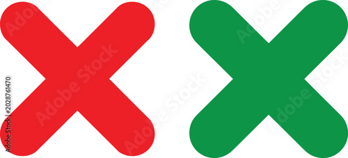 Foto Cross mark vector illustration set featuring red and green positive negative icons