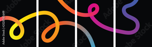 Canvas Print A captivating single gradient line gracefully curves and loops across dark panel