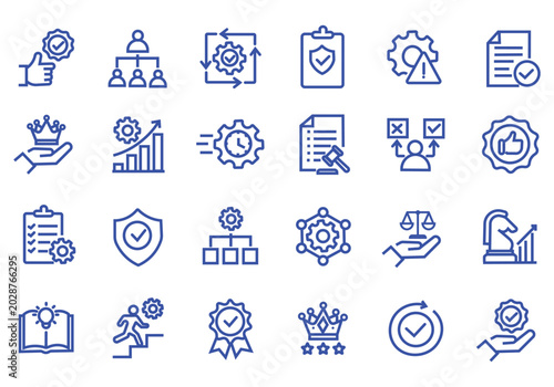 Best practices icon set. Editable line icons. Vector illustration.