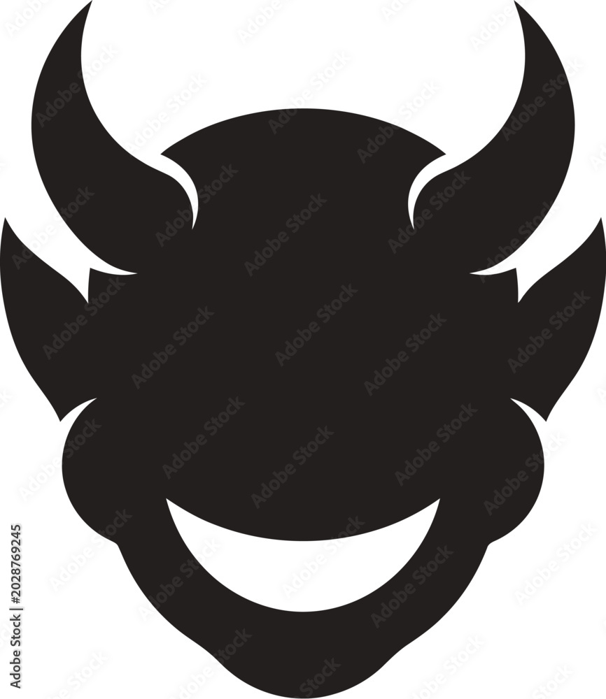 Obraz premium Demon, devil or demon head featuring horns and prominent pointed ears