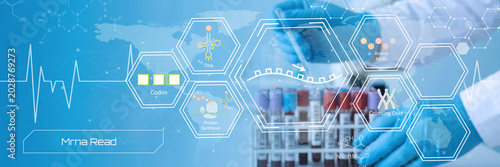 Photography Advanced genomic sequencing technology visualization with medical research and b