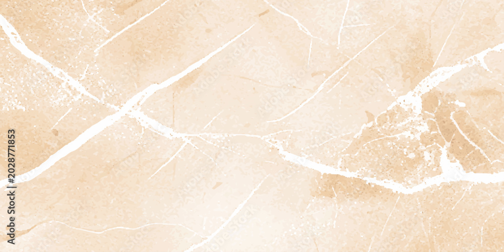 Fototapeta premium Linear brown and cream marble texture with diagonal and taupe veins, polished stone surface, architectural backdrop. Close-up of a large porcelain tile background.