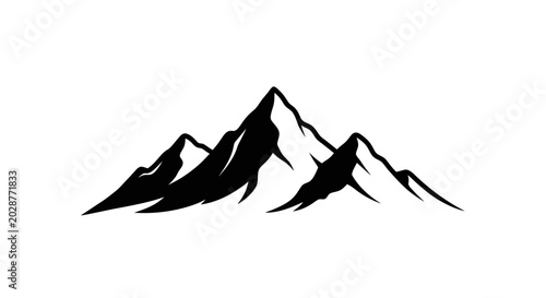 Schilderij op canvas Majestic mountain range silhouette against white background symbolizing adventur