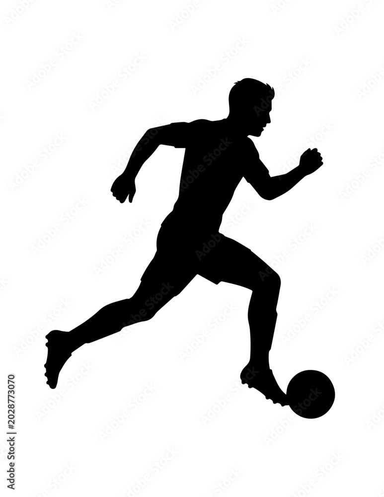 Obraz premium Silhouette of a soccer player running with a ball