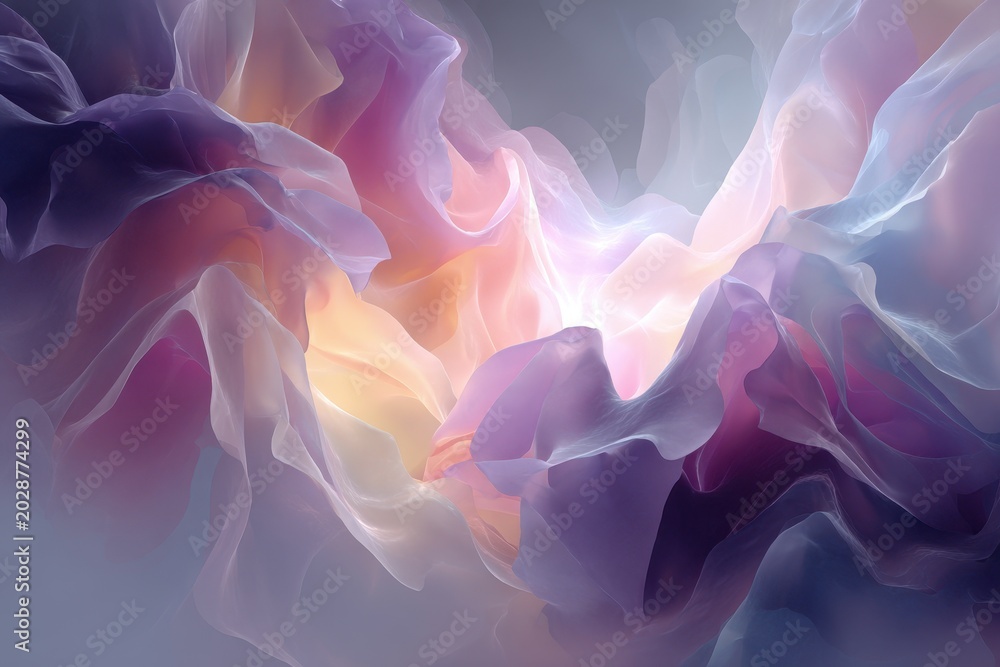 Obraz premium Abstract colorful flowing fabric with smooth textures and vibrant pastel shades in artistic design