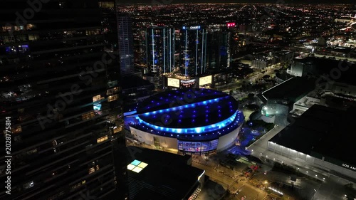 Crypto.com Arena Night Drone Aerial Footage DTLA Downtown Los Angeles