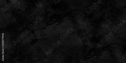 Slika na platnu Abstract granular black wall texture with scratch, panorama dark grunge texture