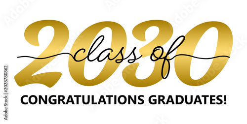 Foto Gold Class of 2030 Graduation Congratulations Typography Design