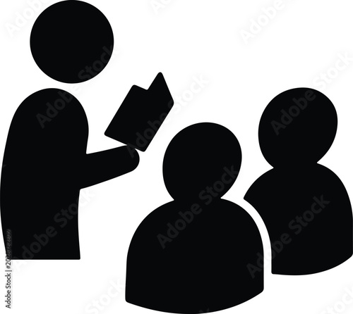 Silhouette vector illustration of a teacher reading to two students design