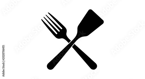 Foto Fork and spatula silhouette against a white background