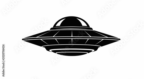 Canvastavla Ufo silhouette on a white background flying saucer shape