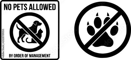 No pets allowed sign. Forbidden animal footprint
