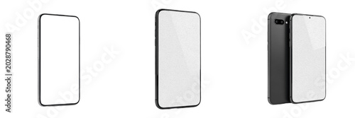 Modern Smartphone Mockup Set with Blank Screens, Transparent Isolated PNG Collection for App Design, UI/UX Presentation, Mobile Marketing, and Product Showcase