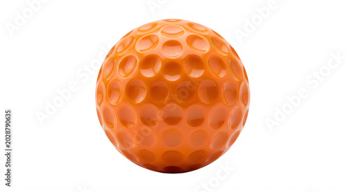 Bright orange golf ball with dimpled texture isolated on transparent background transparent background