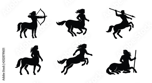 Foto Set of centaur silhouettes in different poses