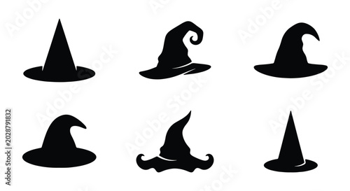 Konstfotografi Set of witch hats silhouettes