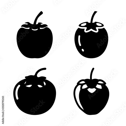 Schilderij op canvas Four black eggplants illustration in a row - Clean and minimalist vector illustration of four black eggplants aligned neatly in a row, ideal for food, vegetable, or cooking-related projects