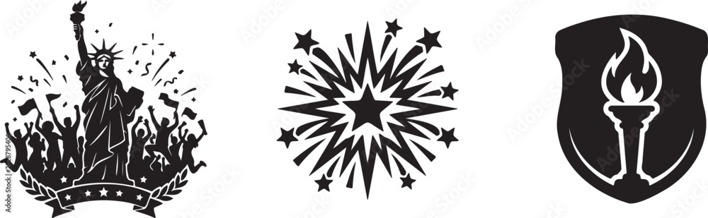 Obraz premium American patriotic icons and symbols