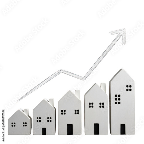 Rising house prices illustration with chain link
