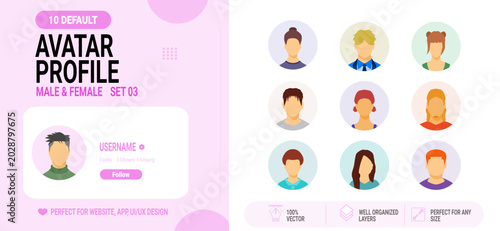 Obraz na plátně Soft Pink Default Profile User Characters, Simple Flat Style, Vector for Web Int