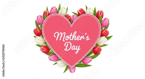Valentine's day heart with red flowers and text
